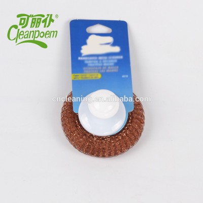 Copper Mesh Scourer With Handle For Kitchen Pan Cleaning