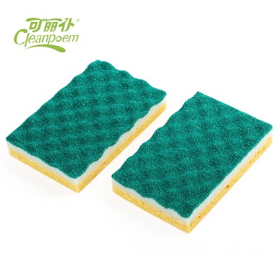 2018 wholesale factory made pur green scouring pad/cellulose sponge with brand