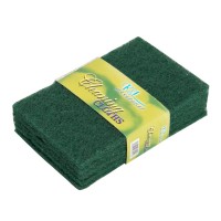 5pcs/card 15*10*0.7cm good quality polyester material green color kitchen dish non-scratch scouring pad