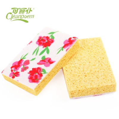 Wholesale new fashion printed logo cellulose dish wash foam sponge