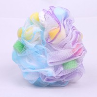 Eco friendly body washing shower gel soap dispenser colorful PE mesh round bath ball