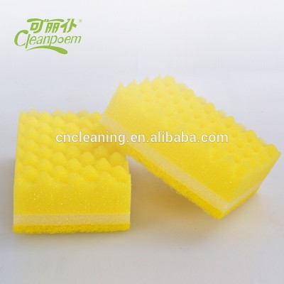 wave sponge with scouring pad/ soft cleaning sponge