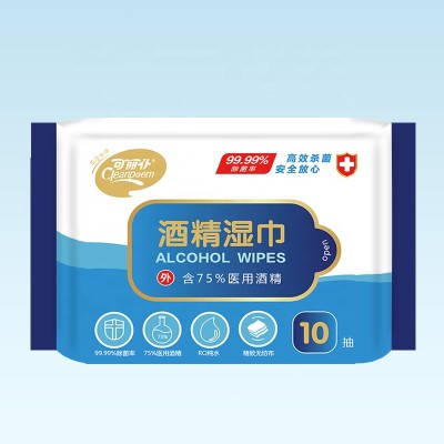 Disinfecting Antibacterial hand tissue 10pcs Alcohol Wet Wipes